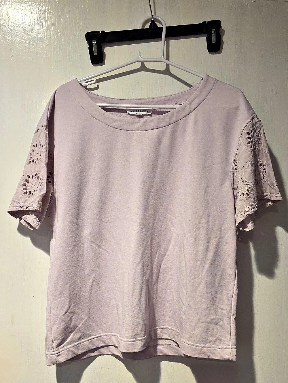 JLane + Delancey Lace Sleeve Tee in Pink Size Medium